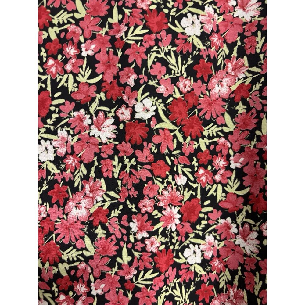 Emma James Women Size 10 Floral Midi Dress Short Sleeve Button Collar Red Pink - Picture 5 of 9